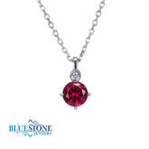 Sterling Silver Ruby & LAB-Diamond Necklace - July Birthstone